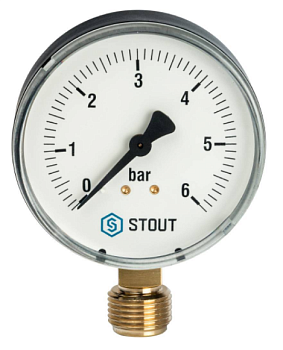 Манометр рад. корпус Dn 80 мм 1/2" 0...6 бар STOUT